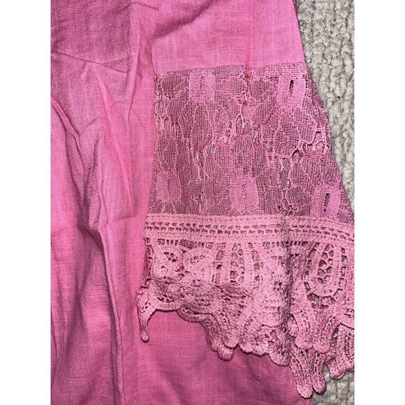 Ladies Casual Half Sleeve Tops T Shirts Women Loose V Neck Lace Shirts Blouse - Picture 4 of 6